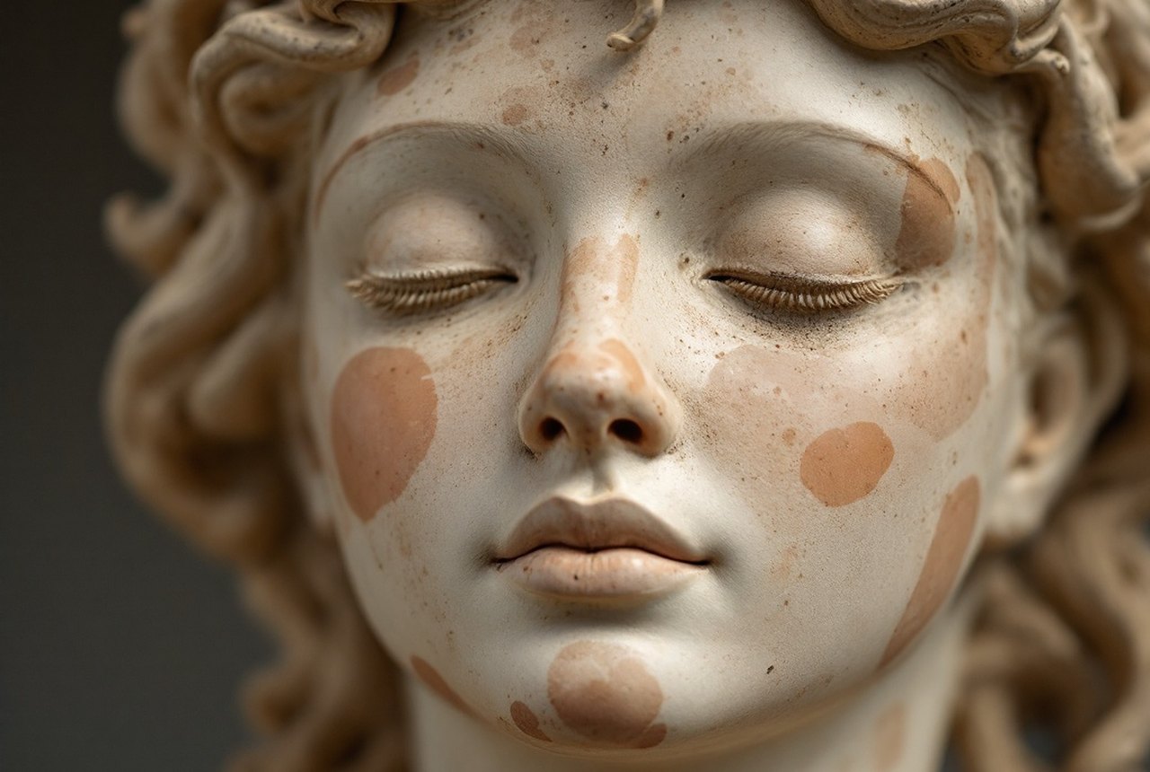 Close-up of the ancient fired ceramic Venus of Dolní Věstonice figurine