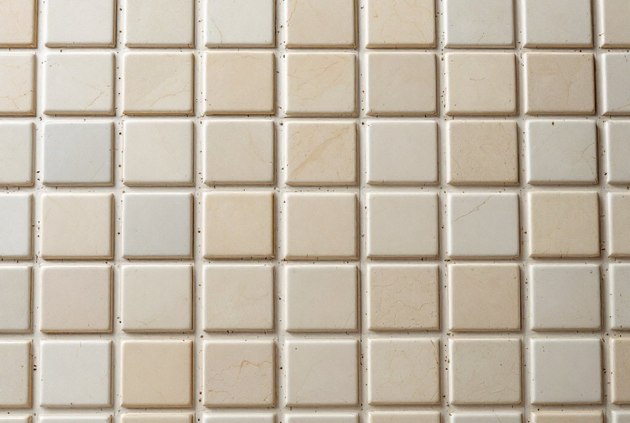 Ceramic heat shield tiles arranged in a grid pattern