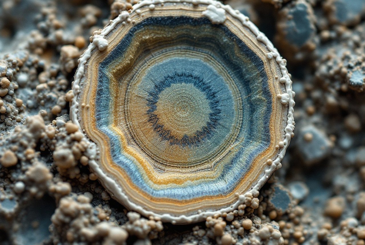 Cross-section diagram or macro photograph of a ceramic composite microstructure
