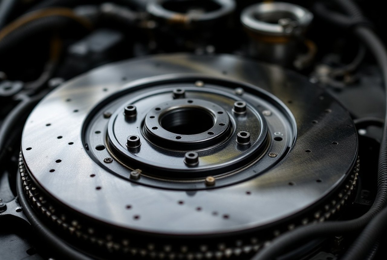 Carbon-ceramic brake disc on a high-performance vehicle