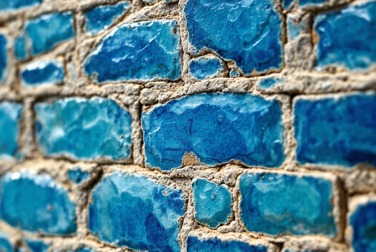 Close-up of the Ishtar Gate's glazed blue brickwork
