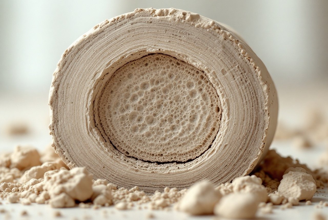 Cross-section of wedged clay showing clean, bubble-free interior